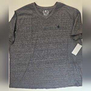 Rugby University T-shirt Mens 4X Grey Athletic Stretch Comfort V-neck Lounge Tee